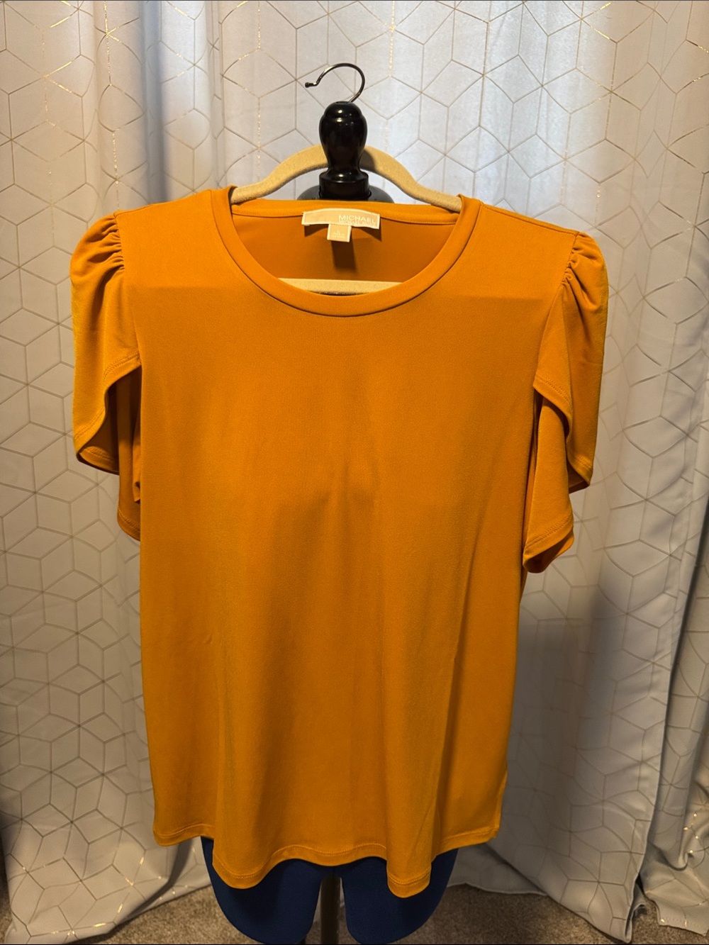 Michael Kors Women's Yellow/Orange Puff Sleeve Top